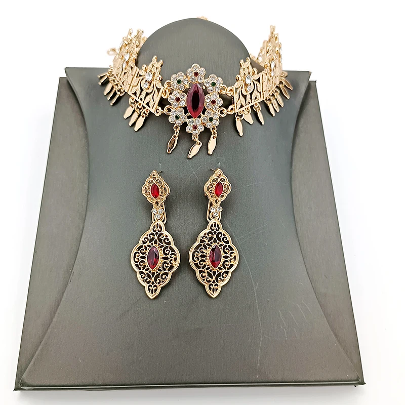 

New Arabian Women's Robes Metal Pendant Earrings Set Algerian Wedding Jewelry Set Women's Earrings Hair Jewelry
