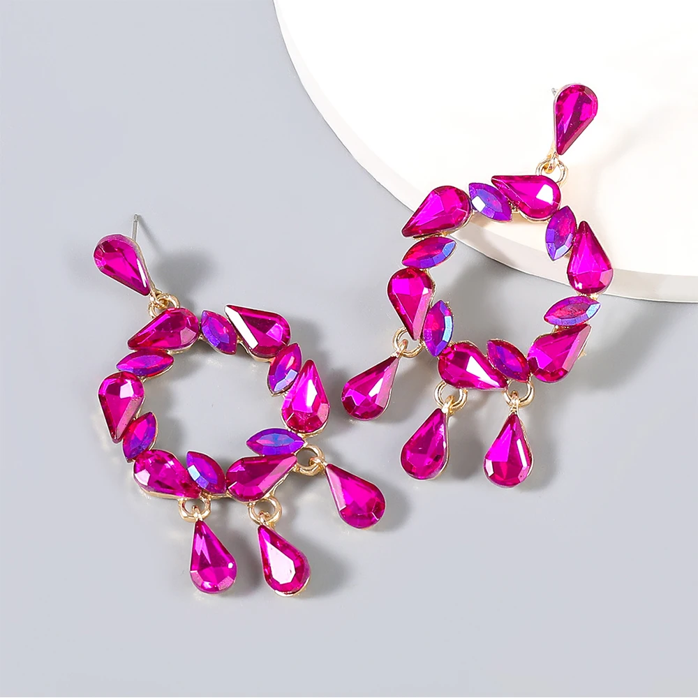 Серьги в форме капли воды геометрические Красочные Стразы для женщин Свадебные