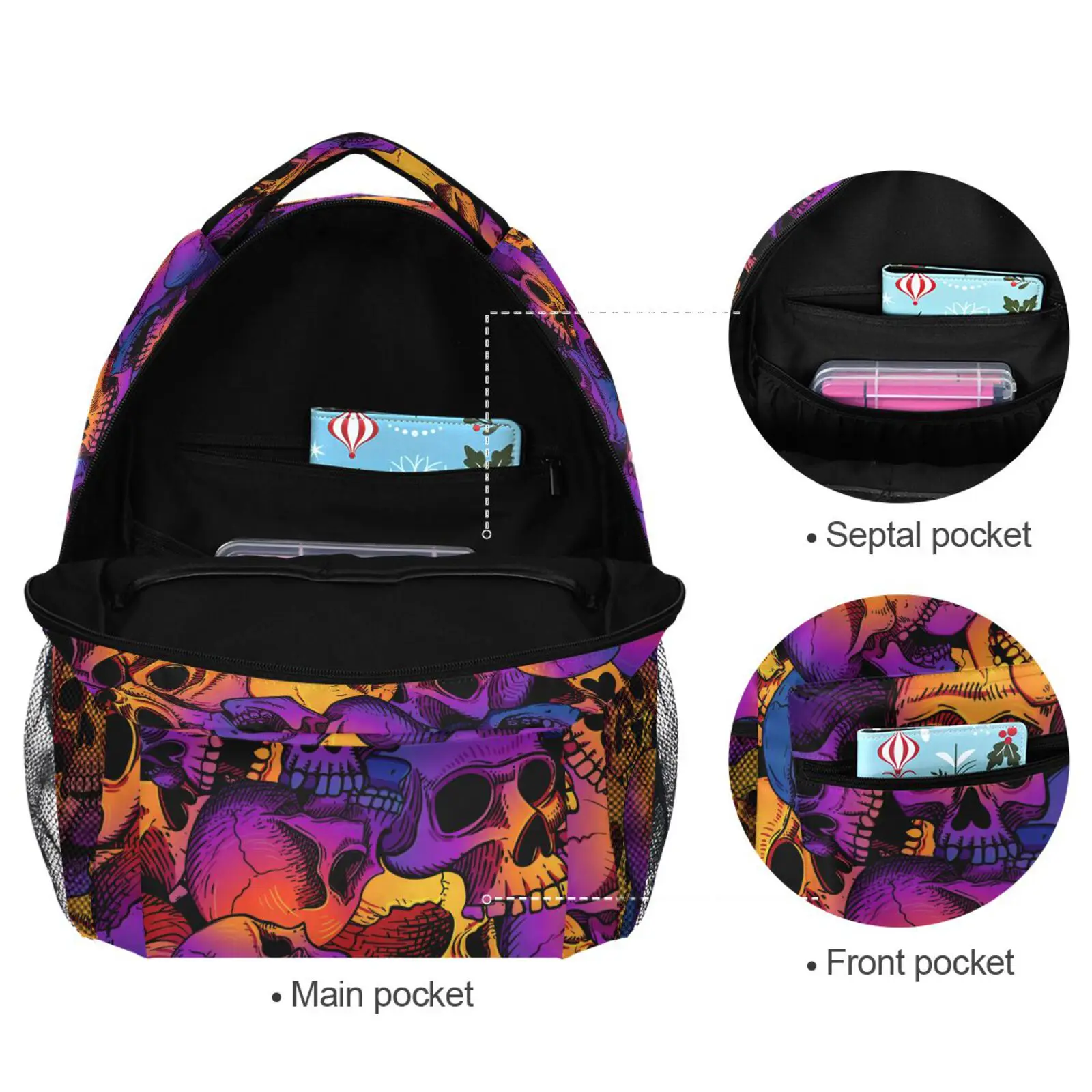 Large Schoolbag Student School Backpack Skull Printed Waterproof Bagpack Primary School Book Bags For teenage Girls kids mochila