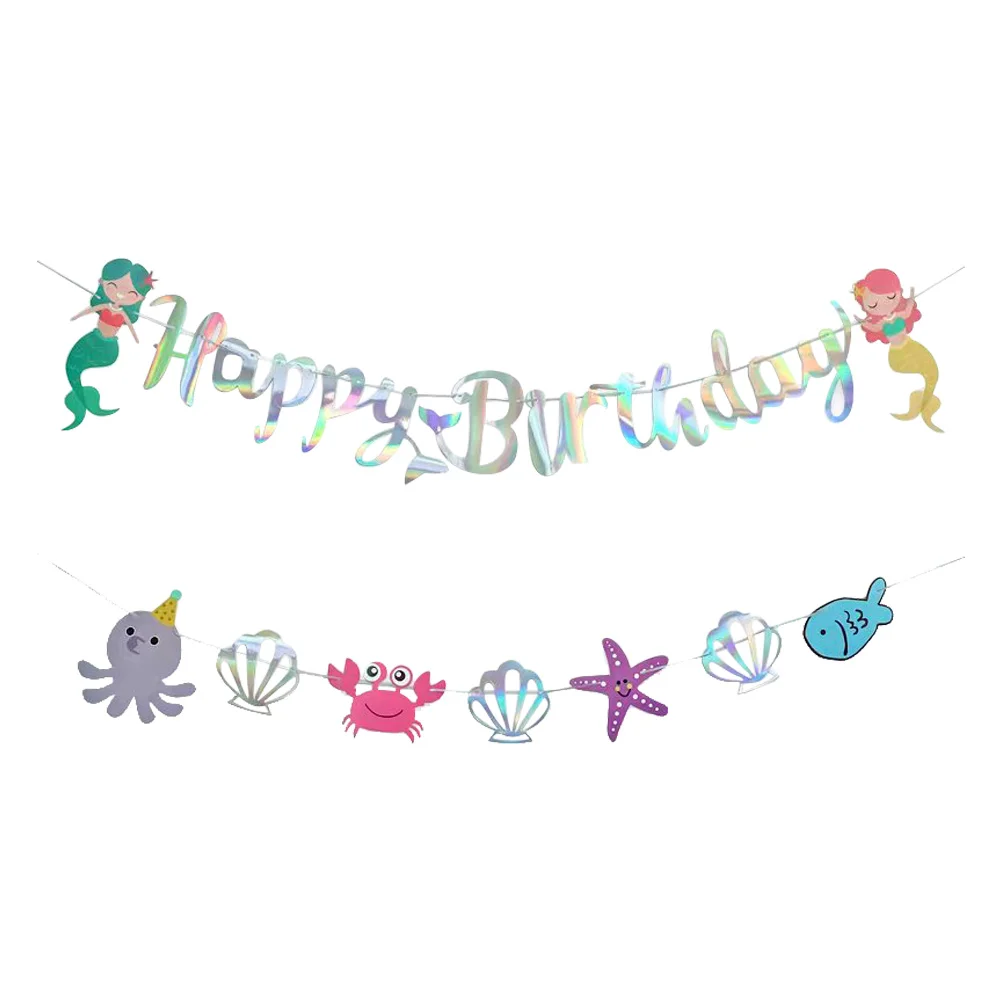 

2 Pcs Paper Ornaments Under The Sea Banner Mermaid Decorations Mermaid Party Banner Mermaid Hanging Banner
