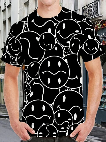 Мужская черная и белая спортивная футболка из полиэстера