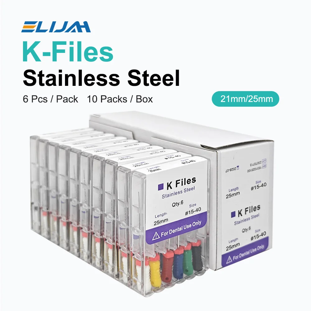 10 упаковок/коробка эндододонтические корневые K-файлы из нержавеющей стали 21 мм/25