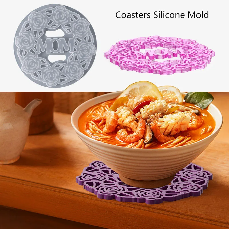 

DIY Crystal Epoxy Resin Silicone Mold Mom Mother's Day Flower Garland Ornaments Coasters Table Decoration Gift Silicone Mold