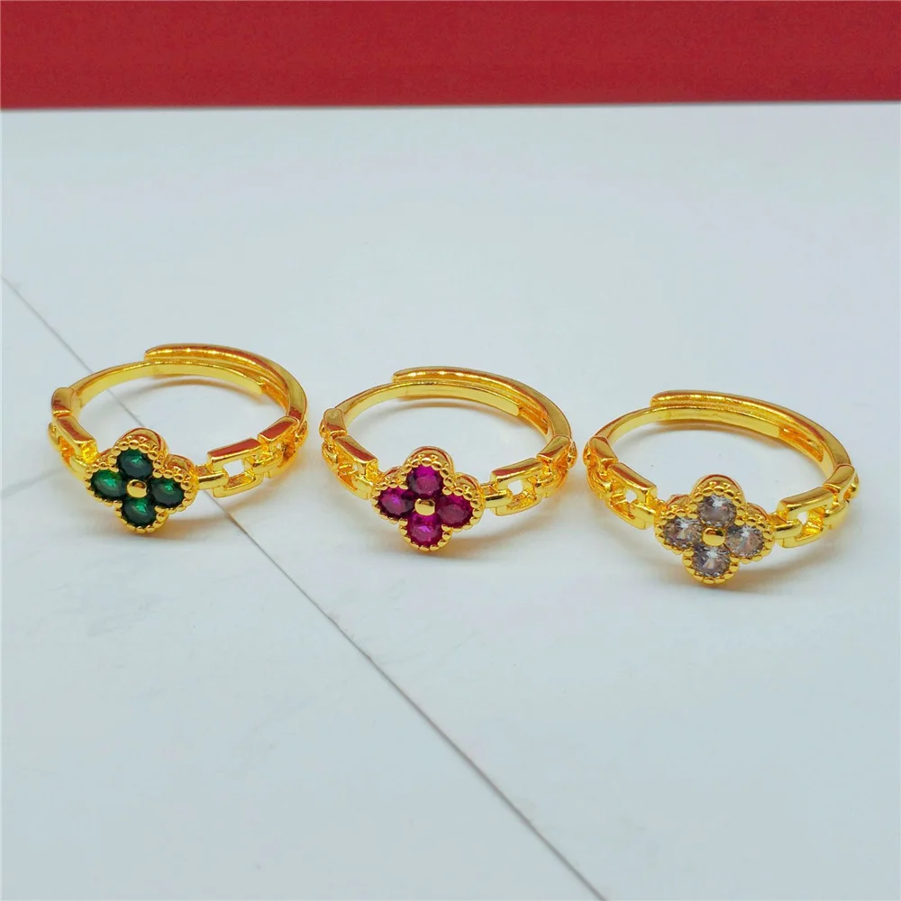 

New Clover Open Ring 18K Gold Charm Temperament Fashion Women's Ring Hand Jewelry Send Girlfriend Valentine's Day Gift