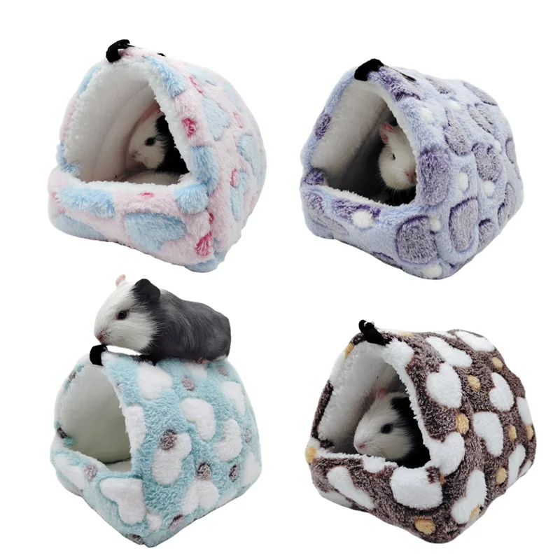 

Hamster House Warm Soft Beds And Houses Rodent Cage Printed Hammock For Rats Cotton Guinea Pig Small Animal Accessories