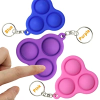 3 hole silicone push popping bubble sensory toy stress anxiety relief toy with keychain for kids adults birthday xmas gift