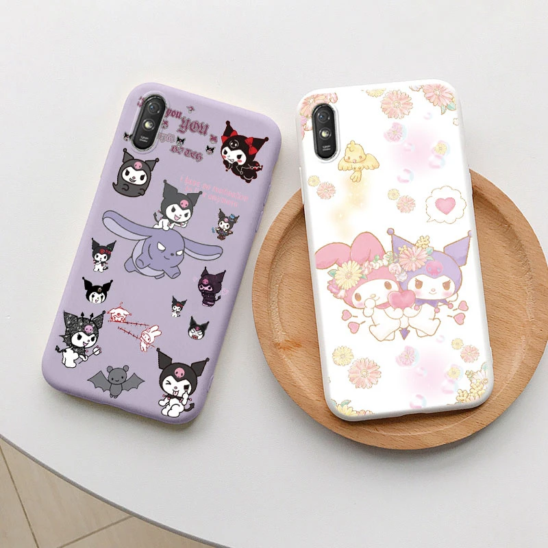 Cute Cartoon Sanrio kuromi Phone Case for Xiaomi Redmi 9A 9AT Back Cover Girl Boys for redmi 9a Anti-drop Soft Silicone Case images - 6