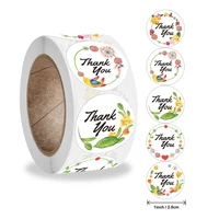100 500pcs 1 inch thank you stickers scrapbooking for package seal labels round floral pattern gift flower decor wedding sticker
