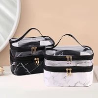high capacity cosmetic bag women waterproof double layer travel organizer makeup bag toiletry pouch multifunction beauty case