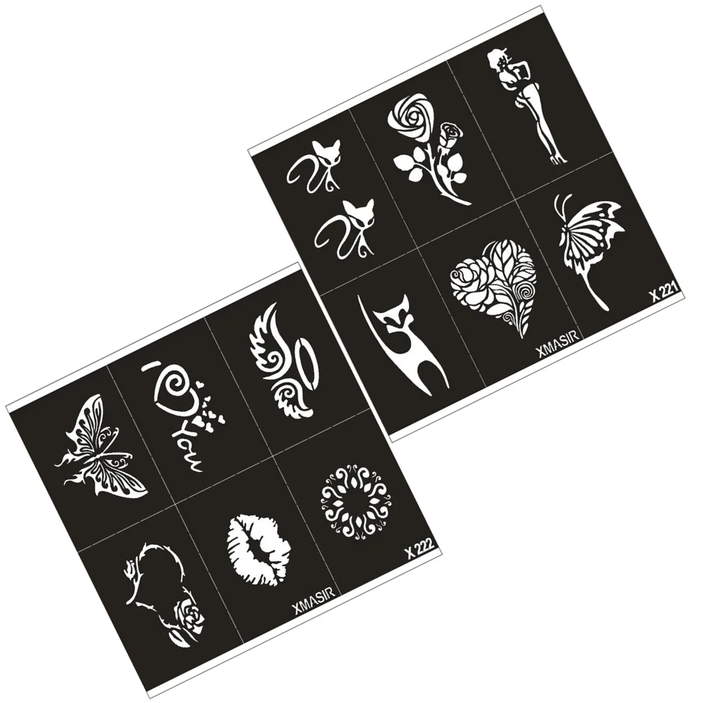 

2 Sheets Dragon Stencils Tiger Card Templates Glitter Tattoos Hollow Out Airbrush