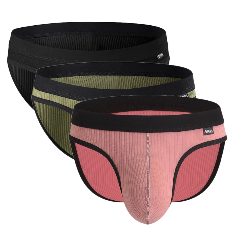 3PCS/Set Men Sexy Underwear U Bulge Big Pouch Briefs Mens Mid Waist Breathable Soft Underpants Top Quality Panties Cuecas Hombre