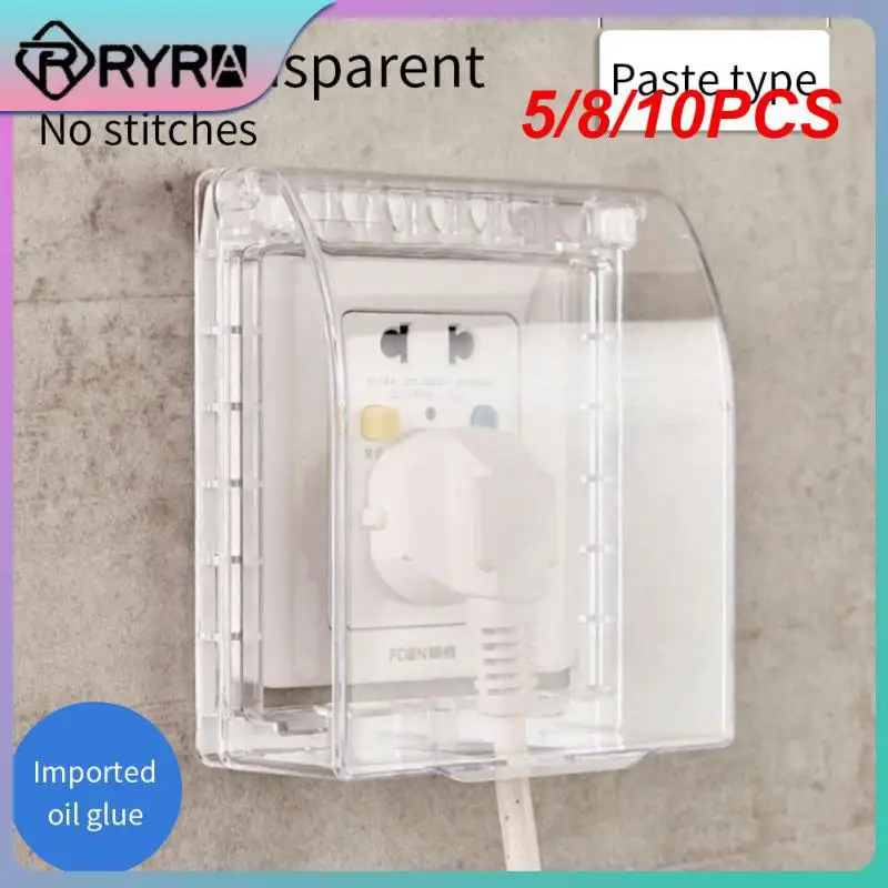 

5/8/10PCS 86 Type Wall Socket Box Waterproof Self-adhesive Electric Plug Cover Splash-proof Power Outlet Box Home Office