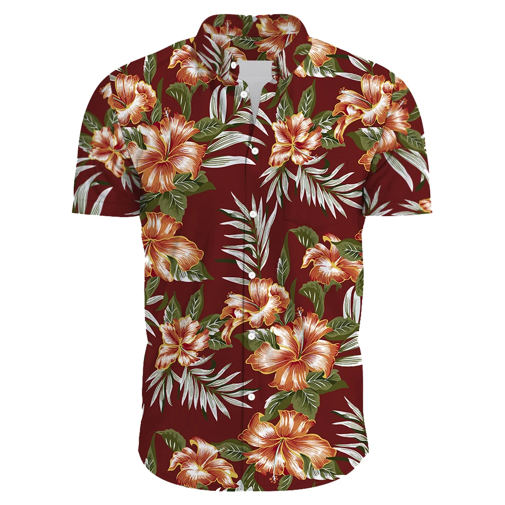 

Summer Casual Fashion 3d Print Shirt For Men Loose Beach Shirt Tops Short Sleeve Coconut Tree Printed Hawaiian Style Men's Shirt