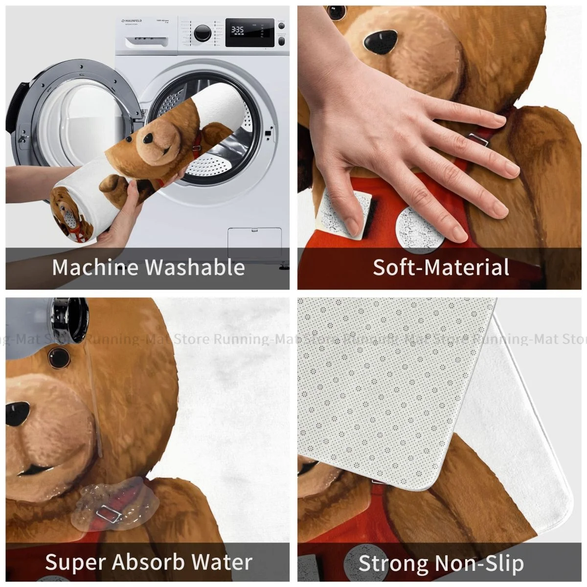 Противоскользящий кухонный коврик с мишкой Тедди декоративный для входной двери