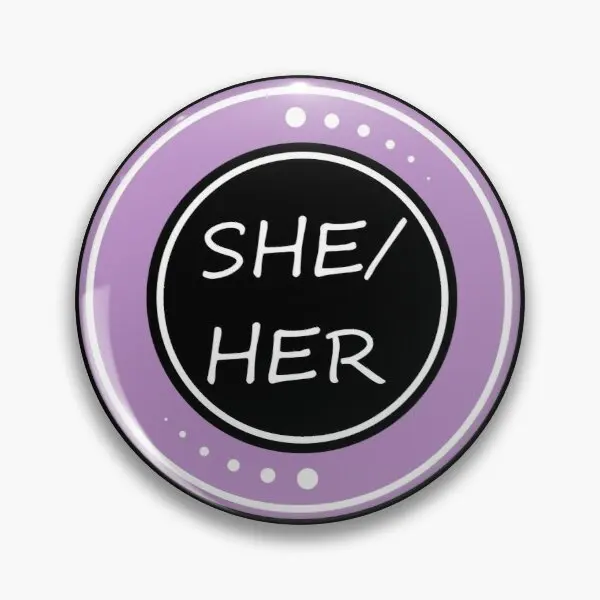 

Pronoun Sticker She Her Purple Customizable Soft Button Pin Hat Metal Badge Brooch Lapel Pin Lover Clothes Creative Jewelry