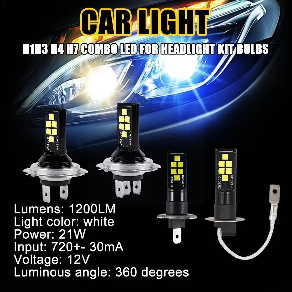 

Автомобильная лампа головного света H4 H7 H1 H3 12SMD 3030 DC 12V 5W, белая Автомобильная яркая задняя фара головного света, яркая лампа дальнего света Powe U6C0