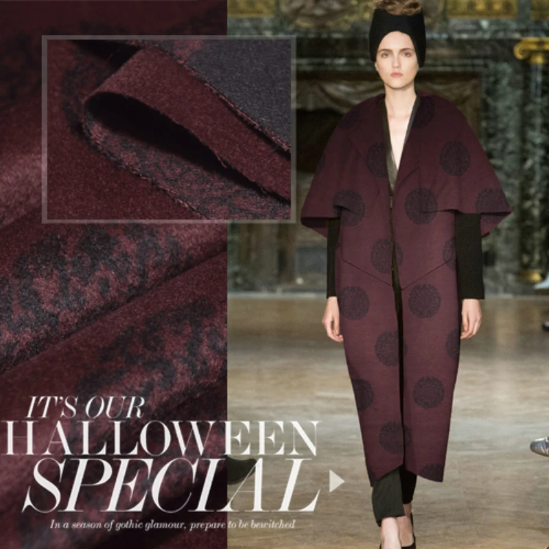 

Printed Woolen Fabric Tang Dynasty Style Brown Wool Cashmere Material Autumn Winter Thickened Suit Jacket Fabrics by the Meter
