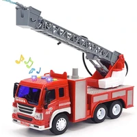 116 scale 10 5 inch fire truck toy with lights sounds friction powered car with water pump siren extension ladder for children