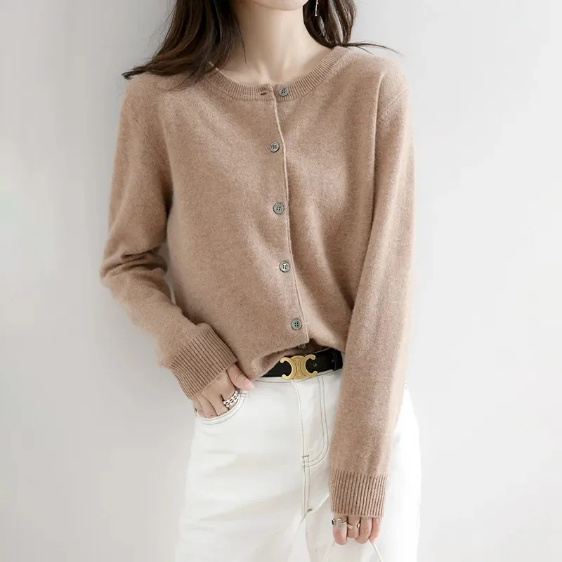 

Women Cardigans Sweater 2023 Casual Warm Autumn Winter O-neck Long Sleeve Single Breasted Slim Korean Knitwears Tops