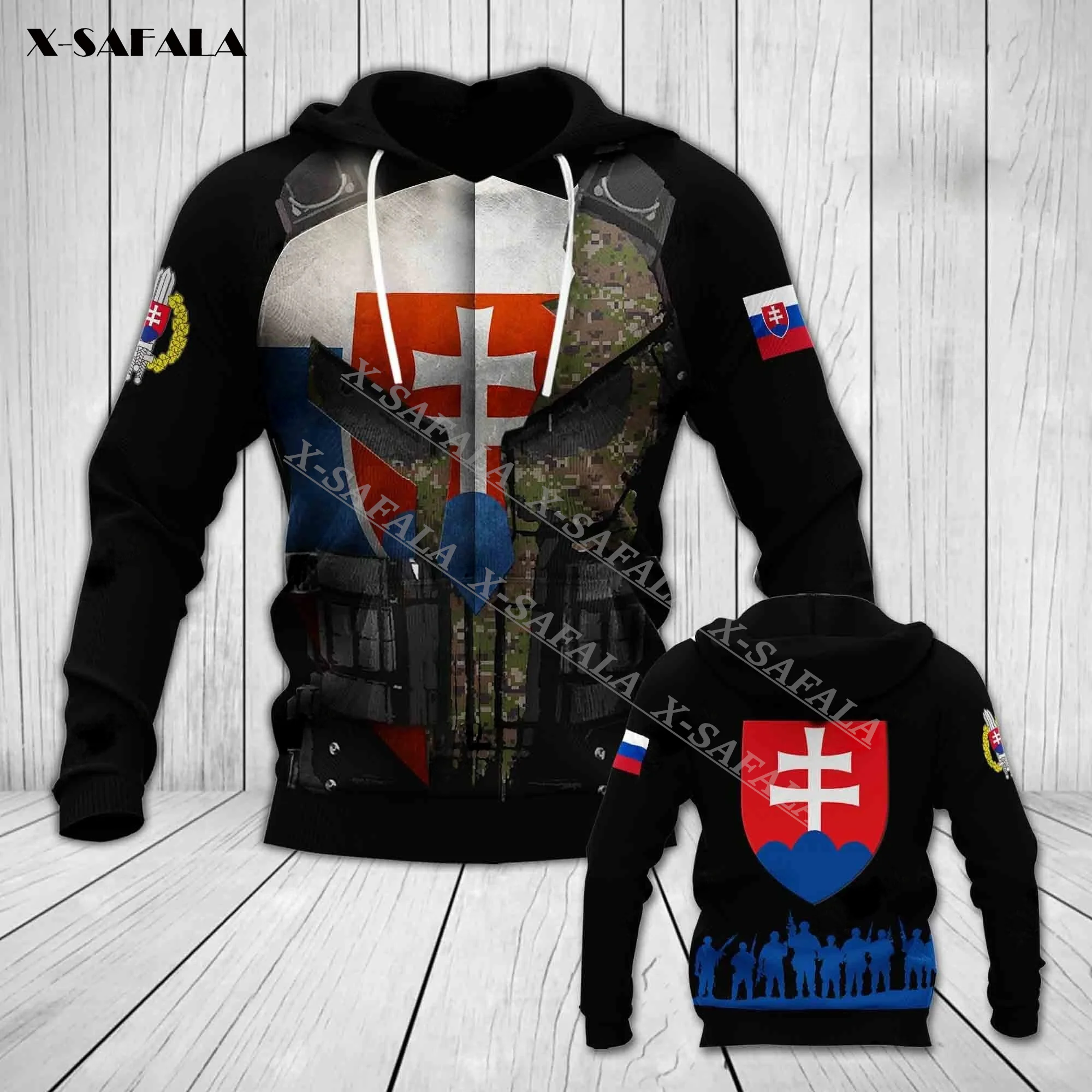 Толстовка мужская на молнии с 3D-принтом худи со словацким флагом Словакией