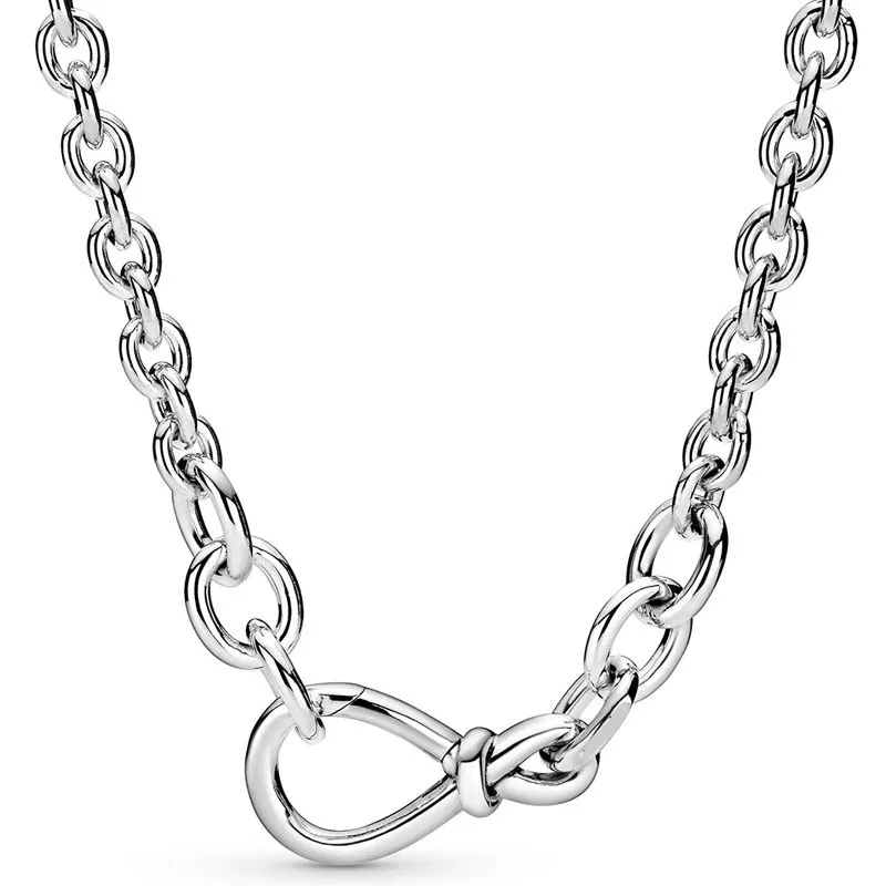 

Authentic 925 Sterling Silver Moments Chunky Infinity Knot Chain Necklace For Women Bead Charm Diy Fashion Jewelry