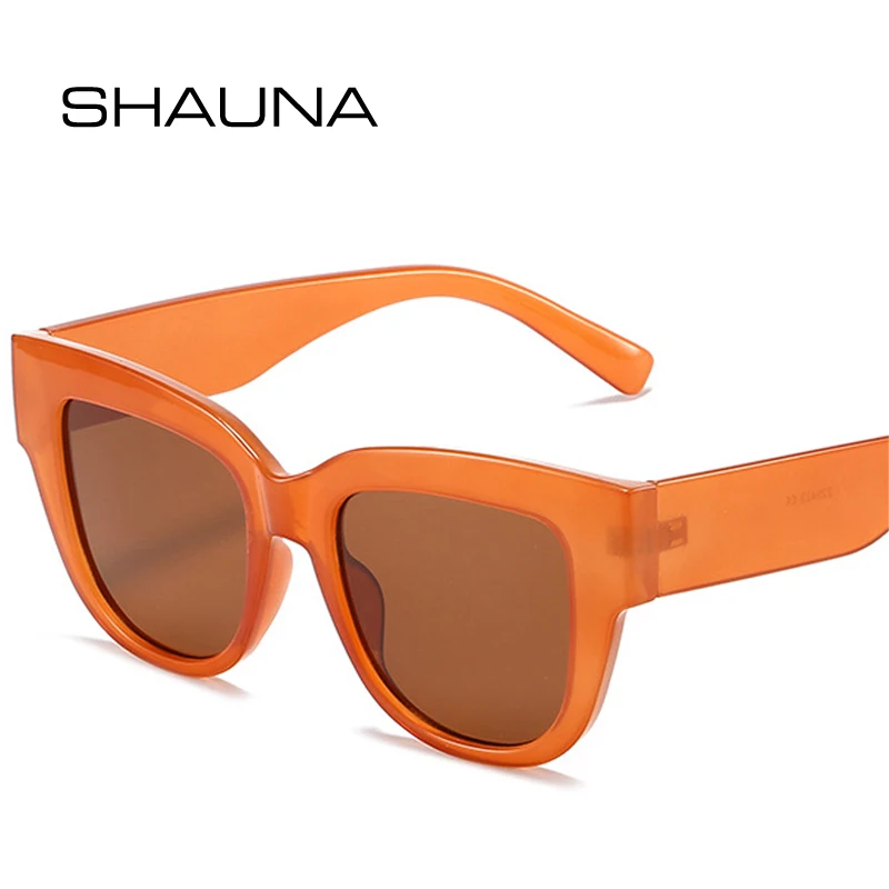 

Женские и мужские квадратные очки SHAUNA, брендовые дизайнерские солнцезащитные очки в стиле ретро с синими чайными линзами UV400