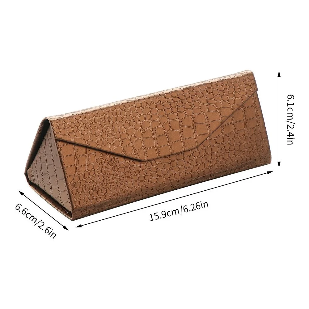 1 шт Горячий чехол для очков в форме треугольника с крокодиловой текстурой, складной, из водонепроницаемого искусственной кожи с мощным магнитом, портативный органайзер для защиты очков