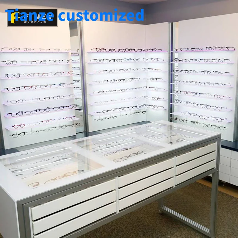 (dostosowane)Najnowszy luksusowy styl Szklany blat sklepu Projekt licznika optycznego