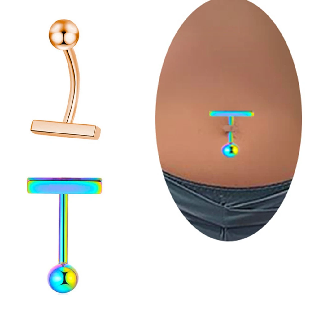 

New Small Belly Button Rings Stainless Steel Dainty Nombril Ombligo Bar Navel Ring For Women Men Body Piercing Jewelry