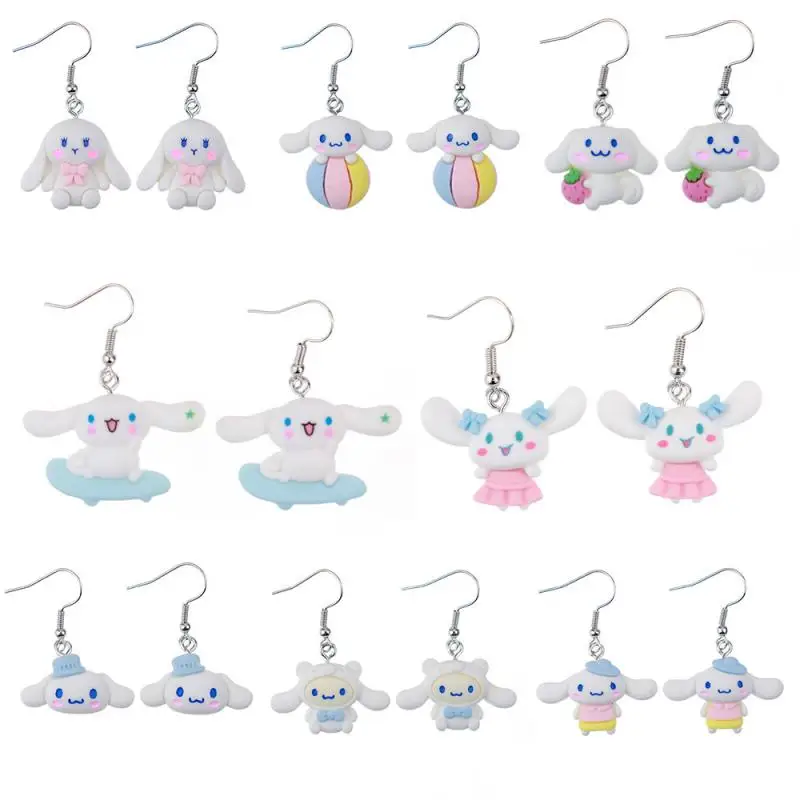 

Sanriod Cinnamoroll Series аниме Kawaii милые и креативные маленькие свежие милые серьги в форме сердца для девушек женские серьги