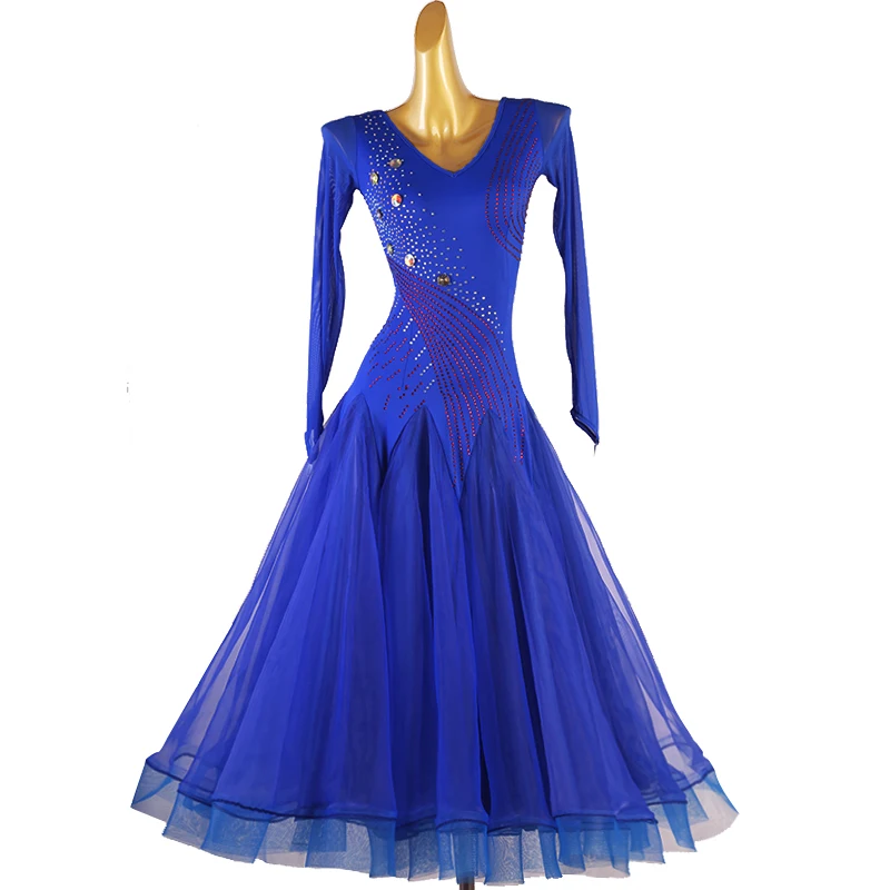 

Платье Waltz, бальные платья, костюм для соревнований, Женская танцевальная одежда с V-образным вырезом, одежда для сцены, одежда для выступлений