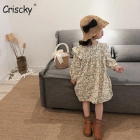 criscky baby girls long sleeve flower print dresses kids clothes spring princess dress for children party pageant dress