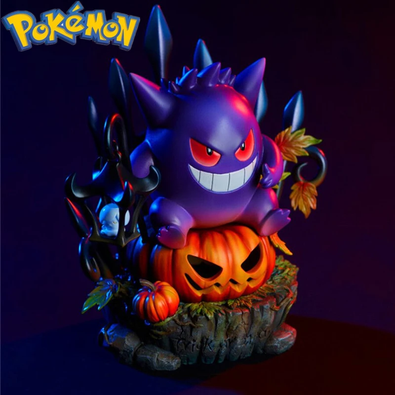 

Pokemon Anime Figure 15cm Gengar King Halloween Geng Ghost Pumpkin Lantern Moon Resin Collection Decorat Toys Children Xmas Gift