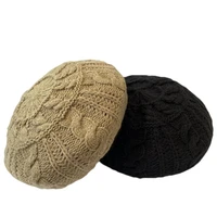 vintage literature and art knitting wool beret hat for women autumn and winter pumpkin hat painter hat maxsiti u