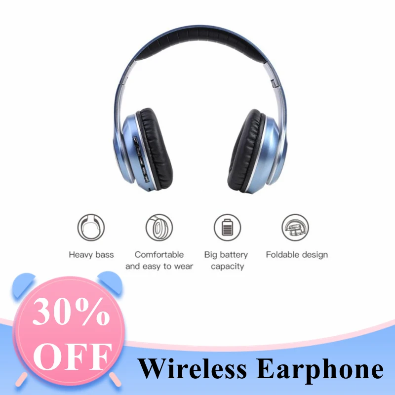 

LED Head-mounted Bluetooth 5.0 Wireless Headphones Deep Bass Sound Earphones Music Headsets For IPhone Samsung Xiaomi Huawei