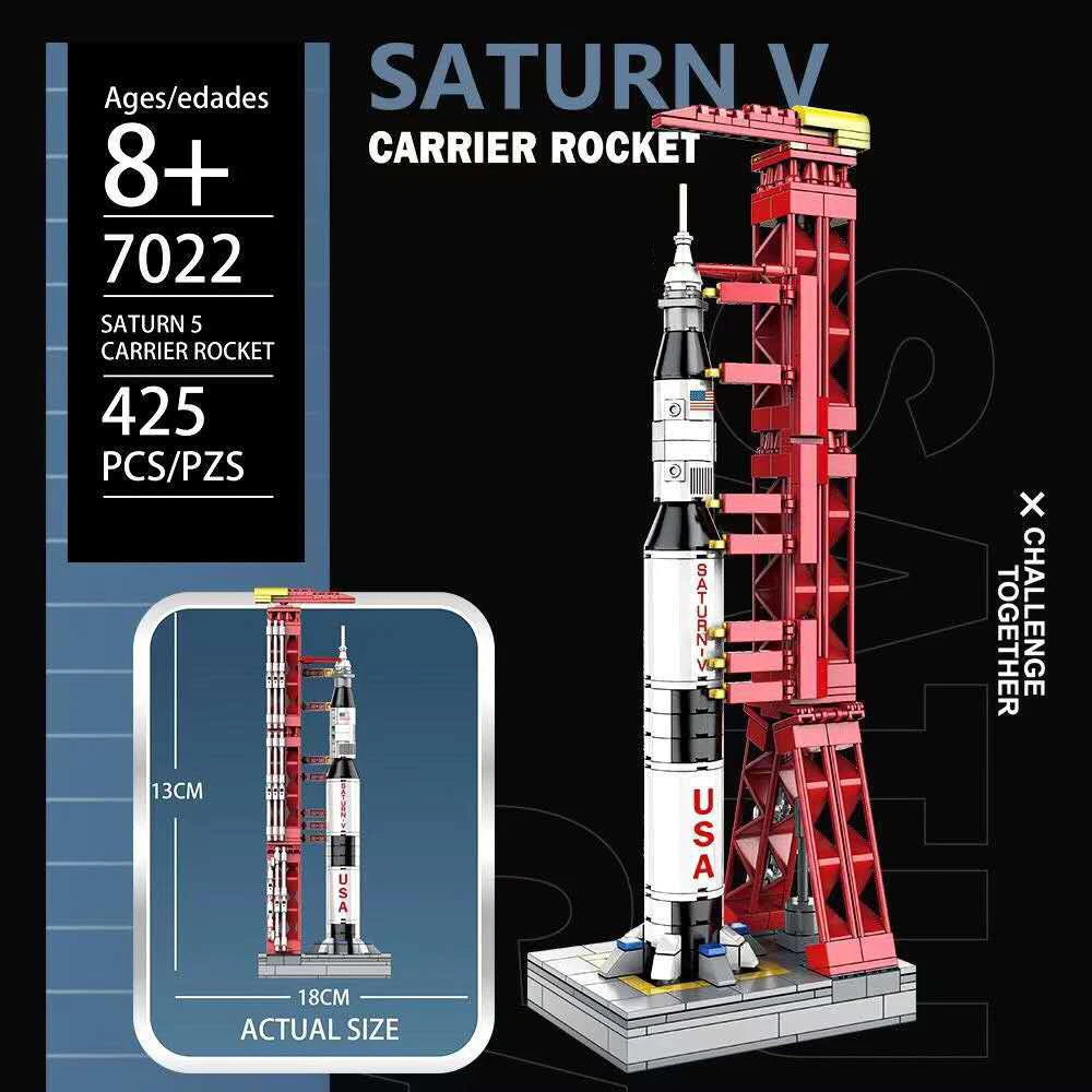 

Техническая модель запуска космической станции Saturn V Rocket City, строительные блоки, кирпичи, спутное исследование, детские игрушки
