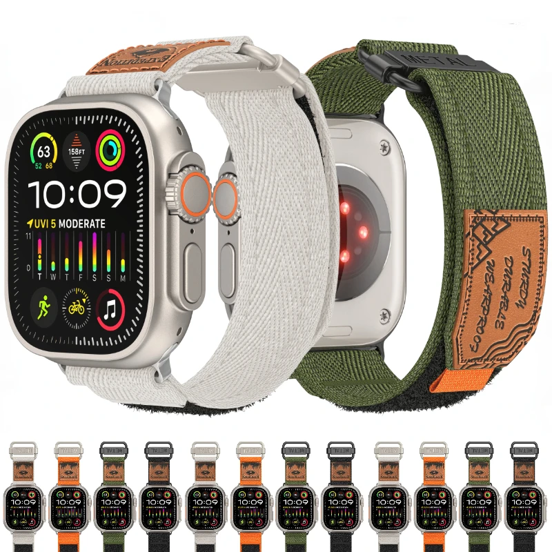 Нейлоновый ремешок для Apple watch 10 46 мм 42 Ultra 2 49 9 8 7 45 41 Дышащий браслет iwatch 6 5 4 3 SE 44 40