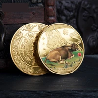 2021 year of the ox medal chinese new year gold and silver coins colored gold coins replica coins