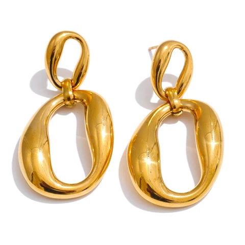 Yhpup Золотые серьги-подвески из нержавеющей стали