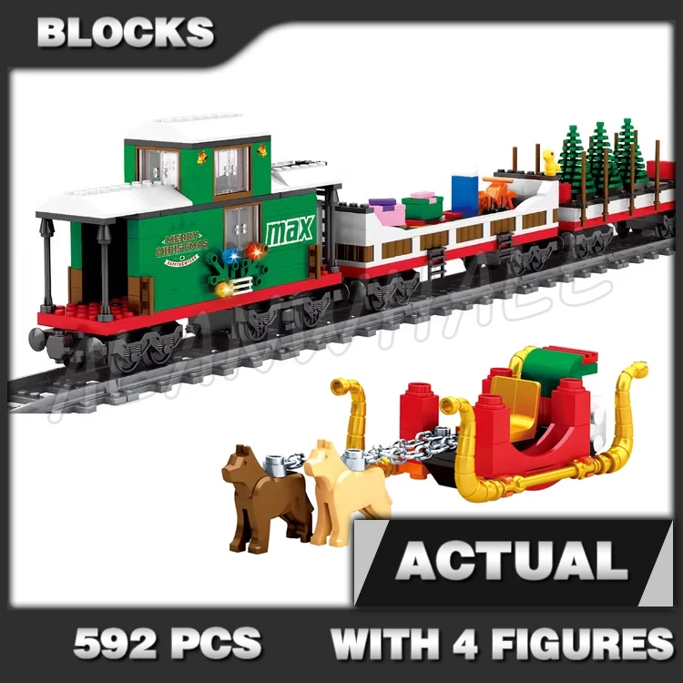 592 шт. креативный зимний праздник зеленый грузовой подарок поезд снежная санка