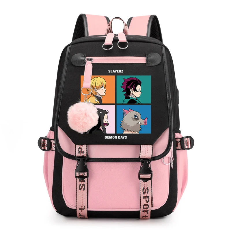 

Demon Slayer Women Laptop Backpack Hashibira Inosuke Bookbag Y2k Kamado Tanjirou Anime Bag Kamado Nezuko School Bags for Girls