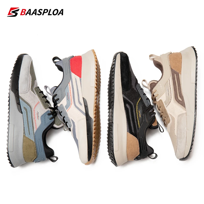 Baasploa Men Walking Shoes Breathable Mesh Casual Sneakers Fashion Men Sneakers Comfort Brand Sport Shoes 2023 New Arrival