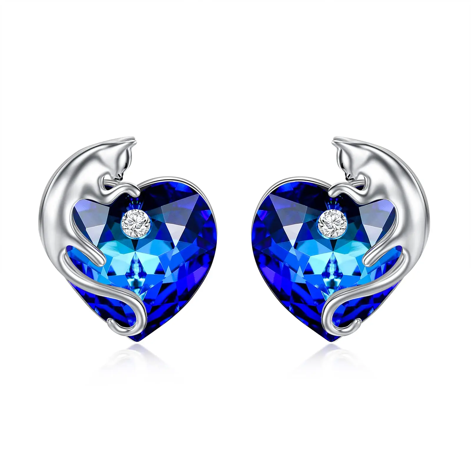 

YFN Sterling Silver Animal Studs Earrings with Heart Crystals Birthday Jewelry Gifts for Women Girls