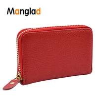 manglad new cowhide leather bags for women coin id card holder lychee soft leather handbags wallet portable 2021 red yellow