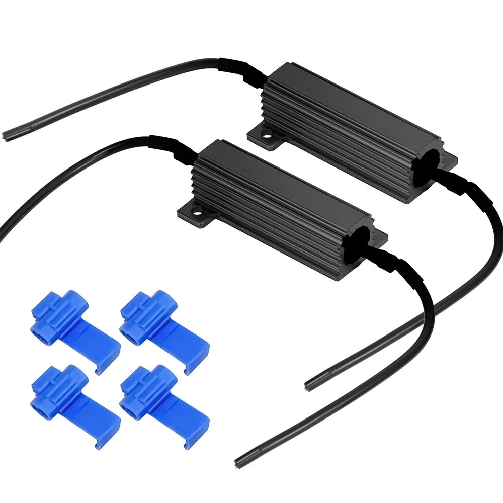 

2x 50W 7443 WY21W W21W 7440 P21/5W 1157 P21W 1156 PY21W Signal Light Load Resistor for Fix LED Bulb Canceller Decoder Capacitor