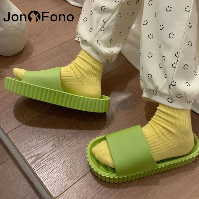 

Модные женские летние тапочки jonofonins на толстом каблуке, обувь для женщин, повседневная домашняя одежда для женщин, однотонные шлепанцы для ...