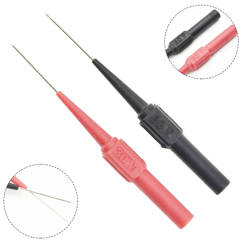 

2pcs/10pcs Insulation Piercing Needle Non-Destructive Multimeter Test Probes Measuring Device Red/Black 30V For Banana Plug