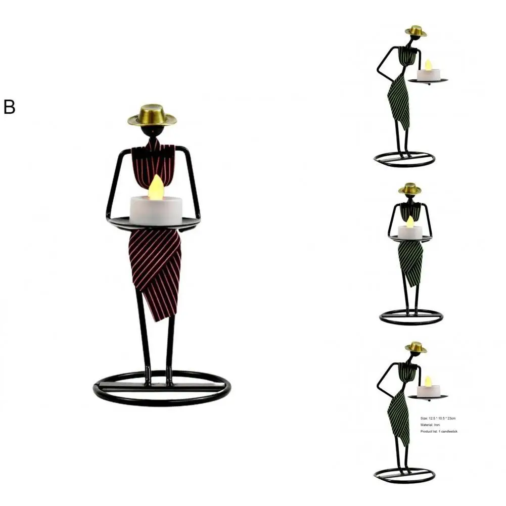 

Modern Iron Ergonomic Metal Candlelight Holder with LED Light Household Supplies Candlelight Holder Candle Stick