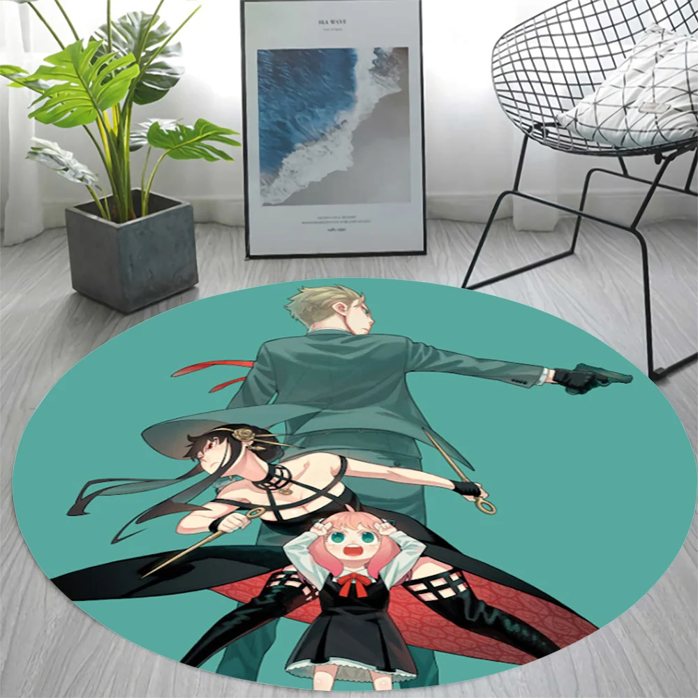 

CLOOCL зеленый круглый ковер SPY×FAMILY графика 3D печать ковер спальня гостиная нескользящий ковер напольный коврик Kawaii домашний декор