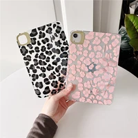 luxury fashion leopard grain protective tablet case for apple ipad mini6 translucent laptop replace cover with wrist band stand